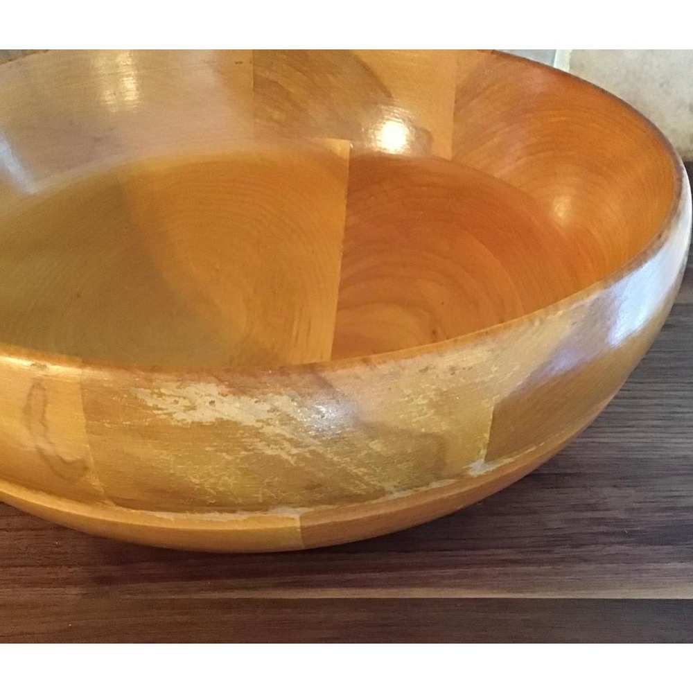 Vintage Wolverine Grand Rapids Wood Salad Bowl Set 7pc Cottagecore Farmhouse MCM - Picture 8 of 16